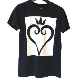 Disney Kingdom Hearts Women’s Black White Heart and Crown Graphic Shirt